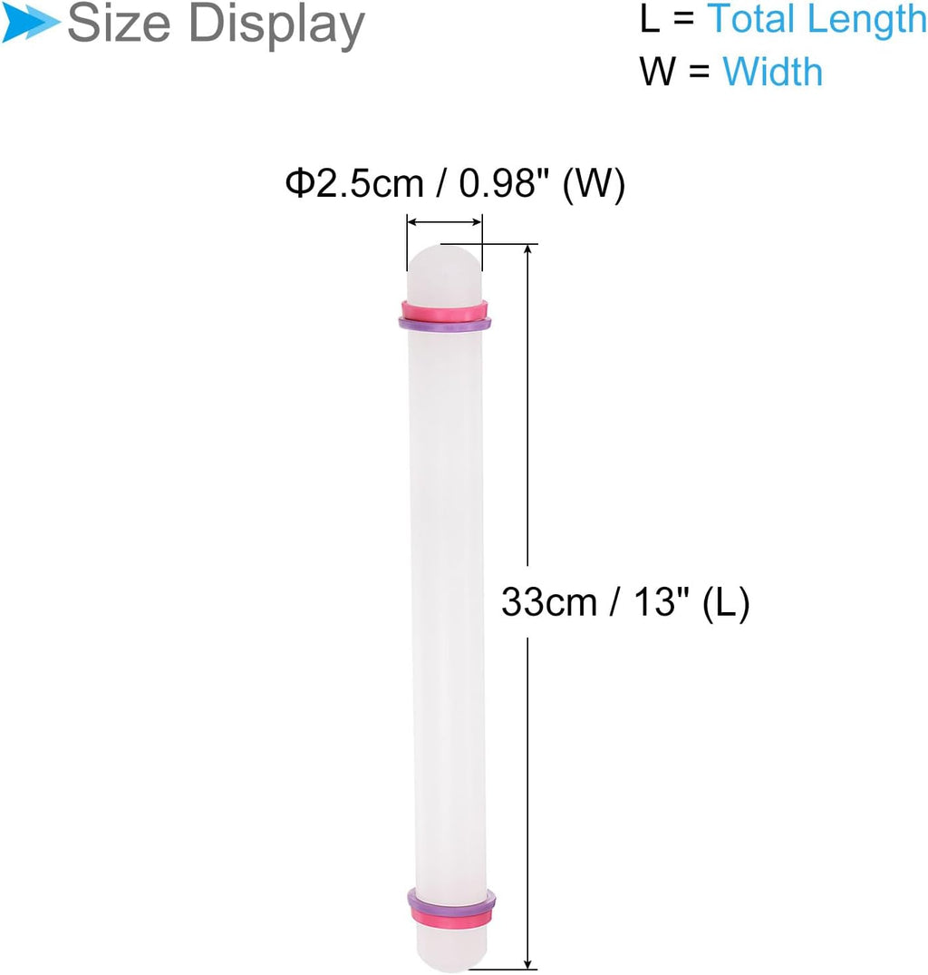 Fondant Rolling Pin, 13" Length, PP Plastic Non-Stick Guide Rings Fondant Roller Dough Roller - (Applications: for Baking Clay DIY)
