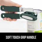 GORILLA GRIP Heavy Duty Stainless Steel Smooth Edge Manual Can Opener and Bottle Openers, Soft Comfortable Handle, Oversized Handheld Turn Knob, US Designed Multifunctional Kitchen Tool, Hunter Green