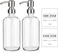ARKTEK Refillable Soap Dispenser (2 Units) - 17 Oz Clear Glass Bottle with Rust Proof Pump for Hand and Dish Soap, Kitchen Bathroom Countertop