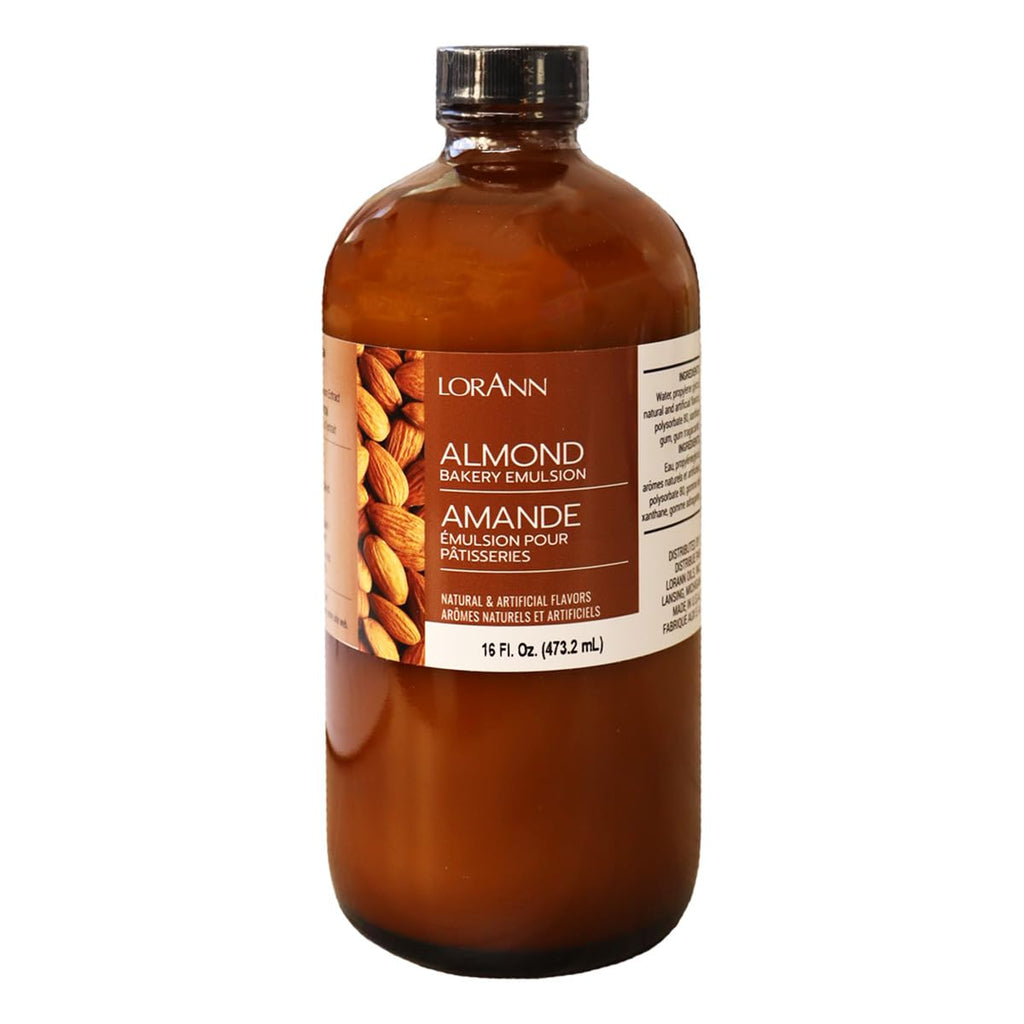 LorAnn Oils Almond Bakery Emulsion: True Essence, Ideal for Boosting Fruit Tones in Cakes, Cookies & Desserts, Gluten-Free, Keto-Friendly, Extract Substitute Essential for Your Kitchen, 16 Oz