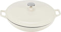 Amazon Basics Enameled Cast Iron Covered Round Casserole Skillet with Lid for Oven, 3.3-Quart, White