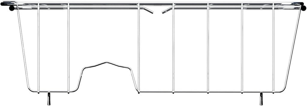 Stainless Steel Dish Drying Rack(15"L x 8.3"W x 4.2"D), Expandable Fruit & Vegetable Drain Rack over Sink, Dish Drainer Rack in Sink, with Stainless Steel Utensil Holder & 16" Silicone Mat