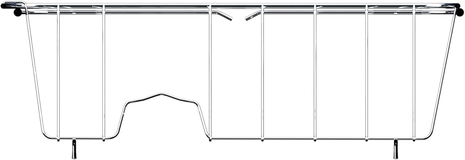 Stainless Steel Dish Drying Rack(15"L x 8.3"W x 4.2"D), Expandable Fruit & Vegetable Drain Rack over Sink, Dish Drainer Rack in Sink, with Stainless Steel Utensil Holder & 16" Silicone Mat