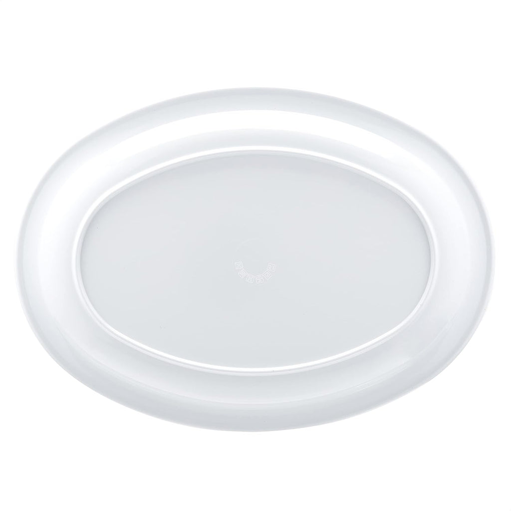 Amazon Basics Melamine (Plastic )Oval Platter Narrow Rim, 6 Piece Set, 13 in x 9.75 in, White (Previously AmazonCommercial brand)