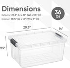 Superio Storage Bins with Lids, Clear Plastic Containers for Organizing, Stackable Totes, BPA Free, Odor Free, Organizer Boxes for Home, and Dorm (2 Pack, 36 Qt)