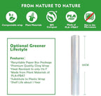 100% Compostable Plastic Cling Wrap Dispenser With Slide Cutter 12 inch Food Service Cling Film Wrap Roll - 12" x 360 Ft ECO friendly Food Wrap(The Slide Cutter stored in The Inner core of The roll)