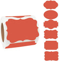 Red Labels - 250 PCS 3" x 2" Fancy Shape Stickers for Storage Box or Food Jars