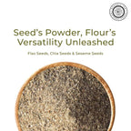 Pride of India - PACK of 6 - Triple Omega Superseed Flour 1 lbs (454 gm) Nutty Earthy Taste Milled in Small Batches | Chia Flax Sesame Seed mix | Used for Cooking Baking Coating Muffins Smoothies