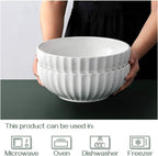 DOWAN 9.8'' Serving Bowls, 86 oz White Serving Platters, Large Ceramic Serving Dishes, Fruit Bowl, Set of 2, for Entertaining, Party, Kitchen, Dinner, Banquet, Housewarming Gift, White