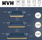 HVH Baking Dish Set, 9x13 Baking Dish, Large Casserole Dish Set, Ceramic Lasagne Pan Deep, Baking Dishes for Casseroles 13 x 9, Ceramic Bakeware Set of 3, Farmhouse Style (Blue)