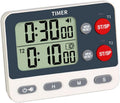 Digital Dual Kitchen Timer, 2 Groups Cycle Countdown Timer, ON/Off Memory Function, Loud Volume Flashing Light Alarm with Magnetic Back, Stand, Battery Included