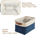 DECOMOMO Storage Baskets for Shelves - Fabric Storage Bins, Linen Closet Organizers and Storage (Navy Blue & White, Large - 4 Pack)
