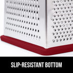 GORILLA GRIP 4-Sided 100% BPA-Free Cheese Grater With Container, Stainless Steel XL Box Graters, Parmesan Shredder, Grate Cheeses, Shred Veggies, Slip Resistant Handle, Dishwasher Safe Zester, Red