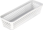 Glad Plastic Storage Basket Set - Multipurpose Drawer Trays, Kitchen Pantry Containers, and Bathroom Bins - 6 Pack Narrow Organizers, White