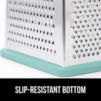 GORILLA GRIP 4-Sided 100% BPA-Free Cheese Grater With Container, Stainless Steel XL Box Graters, Parmesan Shredder, Grate Cheeses, Shred Veggies, Slip Resistant Handle, Dishwasher Safe Zester, Mint