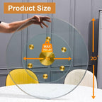 20" Tempered Glass Lazy Susan Turntable, 360° Silent-Spin Round Clear Tabletop Rotating Tray, Centerpiece for Dining Tables, Smooth Rotation, for Banquets, Weddings & Family Gatherings