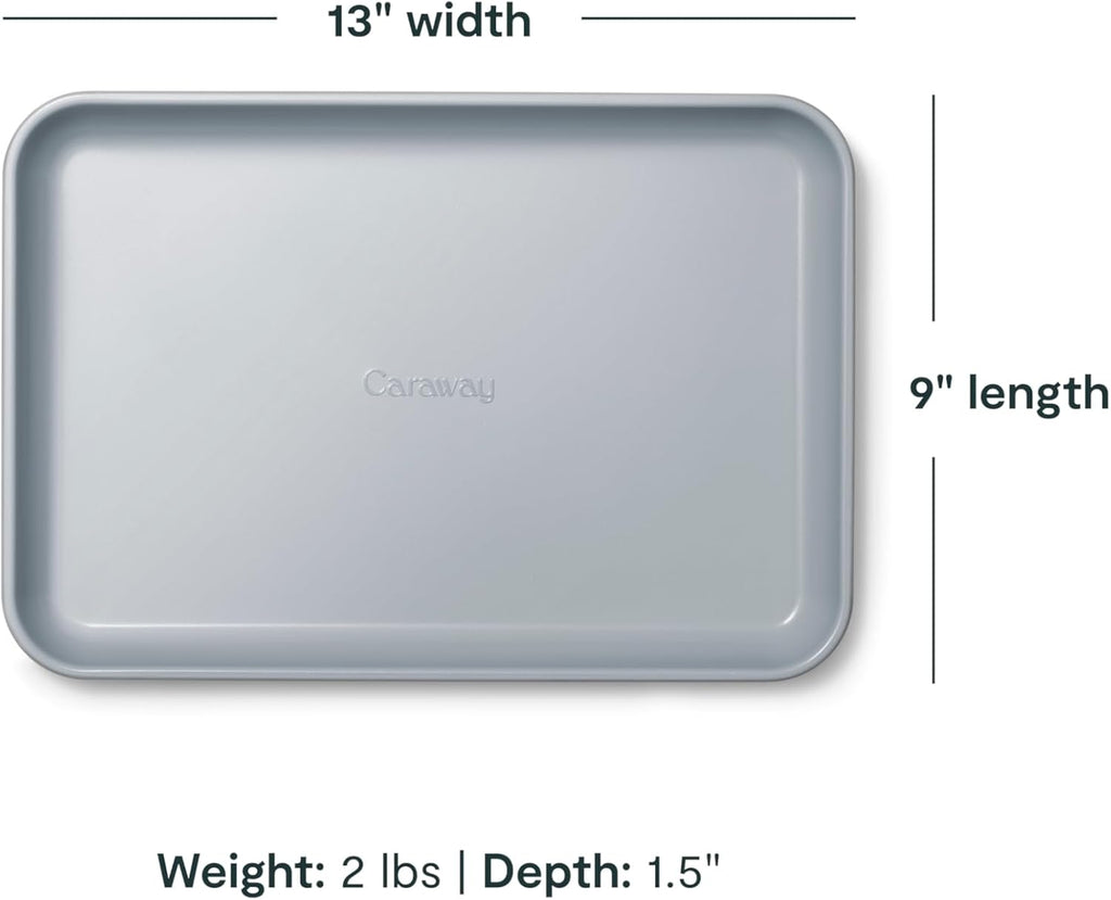 Caraway Nonstick Ceramic Small Baking Sheet Duo (9x13”) – Non-Toxic, PTFE & PFOA Free – Oven Safe – Aluminized Steel Core – Mini Sheet Pan for Baking, Roasting & More - Cream