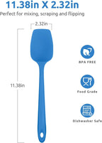 Heat Resistant Silicone Spoon Spatula: U-Taste 600ºF High Heat Flexible 11.38in Silicon Mixing Stirring Cooking Scraping Baking Bowl Scraper Seamless Spreader for Kitchen Nonstick Cookware (Lake Blue)