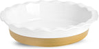 Hasense Ceramic Pie Pan, 9 Inch Quiche Pie Dish for Baking, Apple Pie, Tart, and Cake, Farmhouse White Round Baking Dish, Microwave & Oven Safe, Ideal Gift for Kitchen