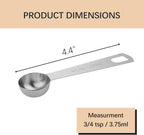 2PCS 3/4tsp (1/4tbsp, 1/8oz, 3.75ml) Single Measuring Spoon, Stainless Steel Individual Teaspoons Only