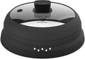Microwave Splatter Cover Glass Cover Guard Lid with Collapsible Silicone for Food Pot Plate Cover 10.8 inch Black