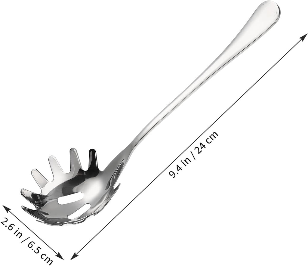 Stainless Steel Pasta Spoon, Spaghetti Spoons Server, Spaghetti Fork with Ergonomic Handle, Noodle Utensil for Kitchen, 9. 4inch