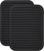 Silicone Trivet Mat-Trivets for Hot Pots&Pans-Hot Pads for Kitchen-Versatile Trivets for Hot Dishes-Heat Resistant Mats for Counter&Table, Silicone Pot Holders Drying Mat (9x12) Pack 2 Black