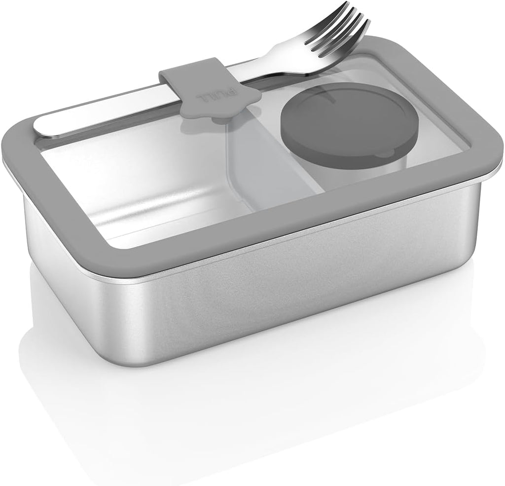 Stainless Steel Bento Box for Kid, 33oz Leak-Proof Lunch Box Containers with Adjustable Divider, Microwave-Safe, Metal Lunchbox for School Travel