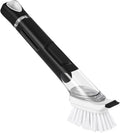 SetSail Dish Brush, Dish Cleaning Brush with Stainless Steel Handle and Replace Head Kitchen Dish Scrub Brush with Soap Dispenser for Pot Sink Pan Cleaning, Black