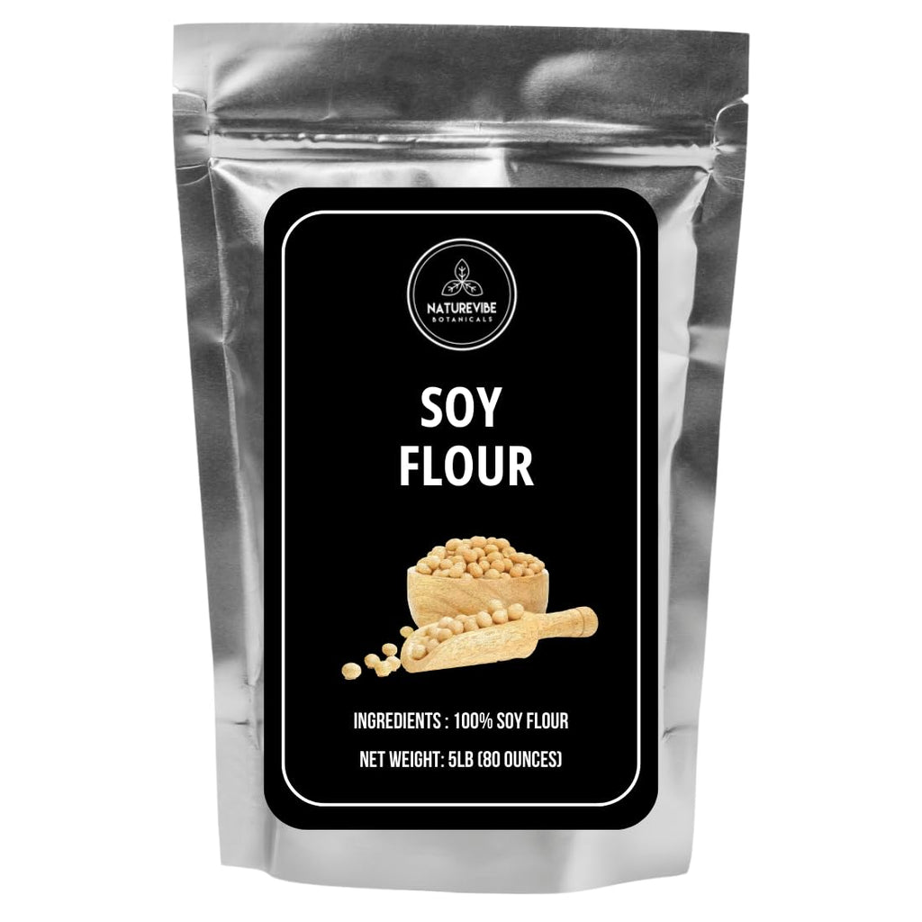 Naturevibe Botanicals Defatted Soy Flour 5lb Premium Quality | Used for Baking and as Thickener