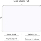 Gartful Silicone Mats for Kitchen Counter, Thicker 0.06", 25 x 17 inches Multipurpose Table Mat, Silicone Pad Desk Work Mat, Nonstick Nonskid Heat-Resistant Pad, Placemat, Semitransparent