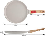 Non Stick Crepe Pan with Detachable Handle, 10 Inch Cast Aluminium Dosa Tawa Tortilla Pan, Pancake Pan Induction Compatible - White
