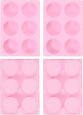uxcell 4pcs Silicone Muffins Pan, 6 Cup Silicone Cupcake Pan Nonstick Baking Tray for Muffins, Cupcakes, Dishwasher Safe, Pink