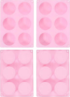 uxcell 4pcs Silicone Muffins Pan, 6 Cup Silicone Cupcake Pan Nonstick Baking Tray for Muffins, Cupcakes, Dishwasher Safe, Pink