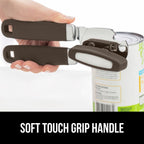 GORILLA GRIP Heavy Duty Stainless Steel Smooth Edge Manual Can Opener and Bottle Openers, Soft Comfortable Handle, Oversized Handheld Turn Knob, US Designed Multifunctional Kitchen Tool, Coffee