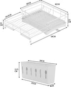 Large Dish Drying Rack - Expandable Dish drainers for Kitchen Counter,Over The Sink Dish Drainer Drying Rack,Rustproof Dish Drainer with Utensil Holder and Drainboard White