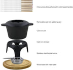 Traditional Fondue Set Matte black enameled cast iron fondue for Taditional swiss fondue 12 pcs fondue pot. for Meat, Chocolate & Cheese, Cast Iron Chocolate Fondue Pot 6 Pers Iron cast iron pot