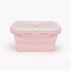 CCyanzi 3piece Collapsible Food Storage Containers with Lids, Silicone Lunch Container, Microwave & Freezer Safe, Space Saving for Kitchen Cabinet and Camping Backpack,(pink)