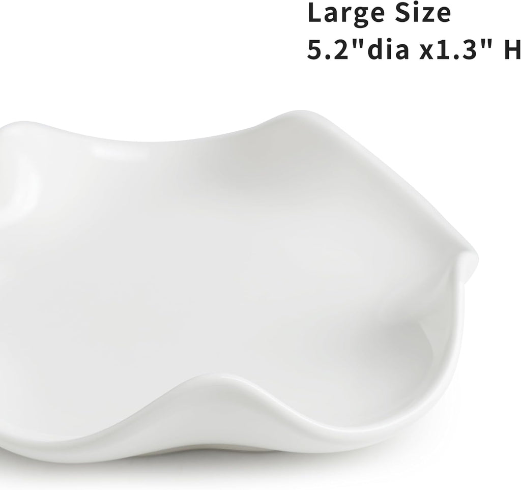 Spoon Rest for Stove Top, 5.2" Ceramic Spoon Holder for Kitchen Countertop, Coffee Spoon Rest, Large Cooking Spatula Holder for Spoons, Ladles or Tongs, Housewarming, Christmas Gifts, White