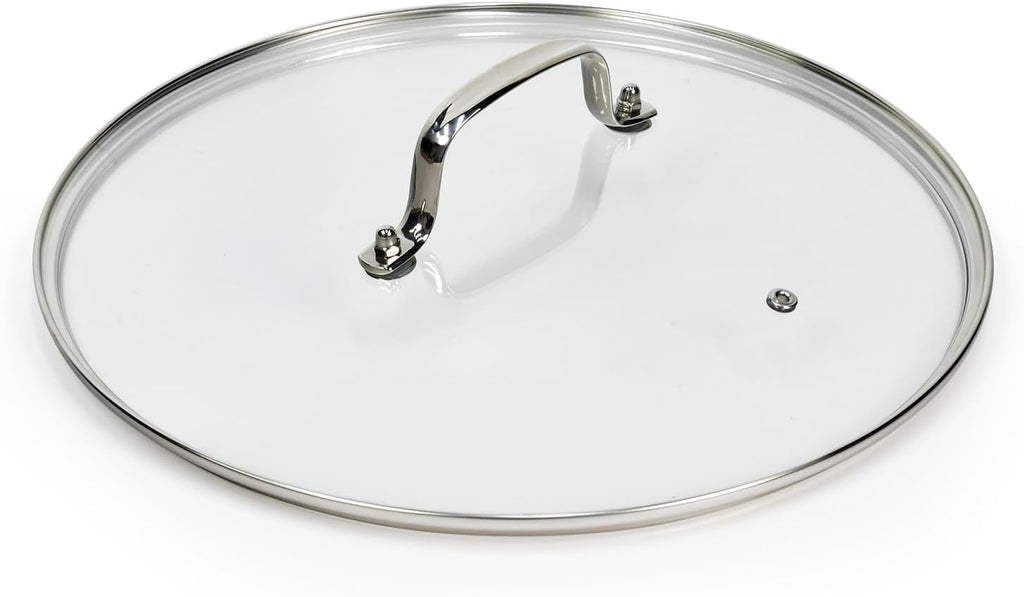 12 IN Glass Lid with Stainless Steel Handle for Frying Pan, Tempered Replacement Cover Compatible for Skillets, Round Cast Iron, Cast Aluminium, Stainless Steel Pans & Pots (297mm-312mm)