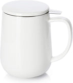Sweese 20 OZ Porcelain Tea Mug with Infuser and Lid, Loose Leaf Tea Cup, Gifts for Tea Lover - White