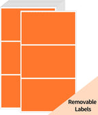 STARLIBOO Removable Colored Labels Stickers, 3X5 Inch Removable Large Label Stickers for Moving Boxes and Storage Bins- Waterproof- Tear Resistant (Orange)