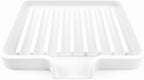 Happitasa Silicone Soap Dish Tray and Sponge Holder with Drain Chute, Pack of 2 | Bathroom and Kitchen Sink Organizer Caddy (White, 5.2"x4", 7.2 Ounces)