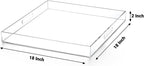 Clear extra large Ottoman Tray with Handles 18"x18"x2" Spill proof Acrylic Serving Tray Organizer Tray Decorative safe edge tray For Living Room Entryway Bedroom Kitchen Coffee Table coutertop