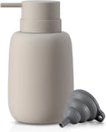 Ceramic Hand Soap Dispenser for Bathroom,16OZ Matte Dish Soap Dispenser for Kitchen Sink,Refillable Liquid Lotion Dispenser with Easy-to-Press Pump Rubber Paint (Grey)