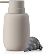Ceramic Hand Soap Dispenser for Bathroom,16OZ Matte Dish Soap Dispenser for Kitchen Sink,Refillable Liquid Lotion Dispenser with Easy-to-Press Pump Rubber Paint (Grey)