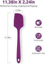 Heat Resistant Silicone Large Spatula: U-Taste 600ºF High Heat Flexible 11.38in Silicon Mixing Stirring Cooking Scraping Baking Bowl Scraper Seamless Spreader for Kitchen Nonstick Cookware (Purple)