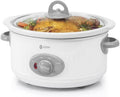 ICOOK Slow Cooker 3.5 Quart USC-351-OG,Dishwasher Safe Crock/Ceramic inner pot and Glass lid,Small Slow Cooker,Oval Shape,White