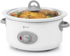 ICOOK Slow Cooker 3.5 Quart USC-351-OG,Dishwasher Safe Crock/Ceramic inner pot and Glass lid,Small Slow Cooker,Oval Shape,White
