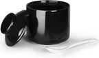 HAOTOP 8 oz Sugar Bowl with Lid and Spoon,Ceramic Sugar Jar Sugar Dispenser Sugar Container Coffee Bar Accessories, Kitchen Countertop Canisters (Black)